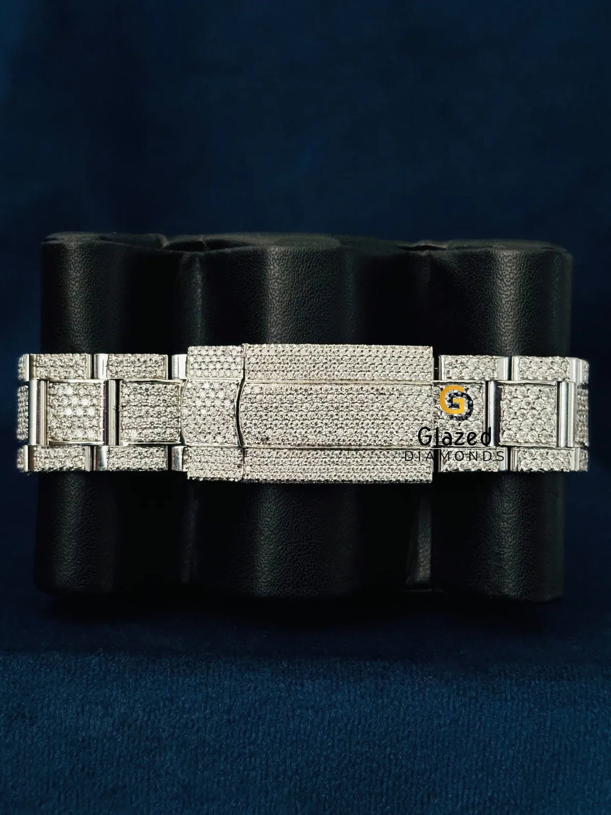 Stainless Steel Fully Iced Out Round Moissanite Watches