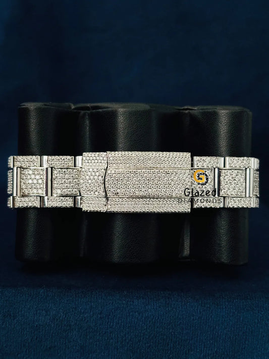 Stainless Steel Fully Iced Out Round Moissanite Watches