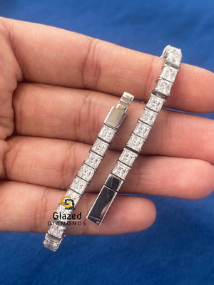 Stainless Steel Princess VVS Moissanite Bracelet