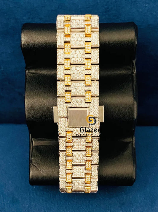 Stainless Steel Two Tone Fully Iced Out Diamond Studded Watch