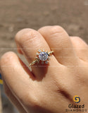 Vintage 2CT Round Cut Moissanite Cluster Half Moon Engagement Ring