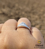 Bezel Set 7 Stone Baguette Cut Moissanite Step Cut Wedding Ring