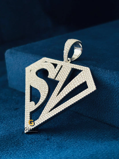 Sterling Silver Moissanite Custom Name SV Pendant