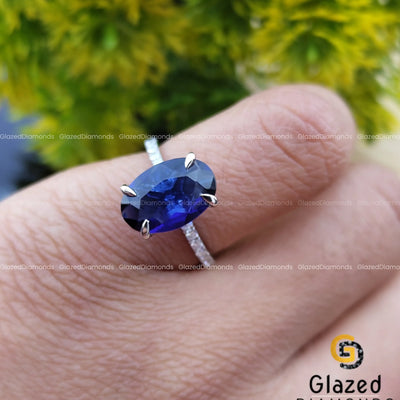 Sterling Silver Ring -Blue Gemstone Engagement Promise Ring
