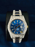Stick Blue Dial Sky Dweller Iced Out VVS Moissanite Watc