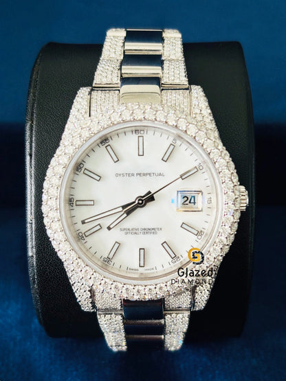 Stick Dial Round Moissanite Hip Hop Iced Out Watch