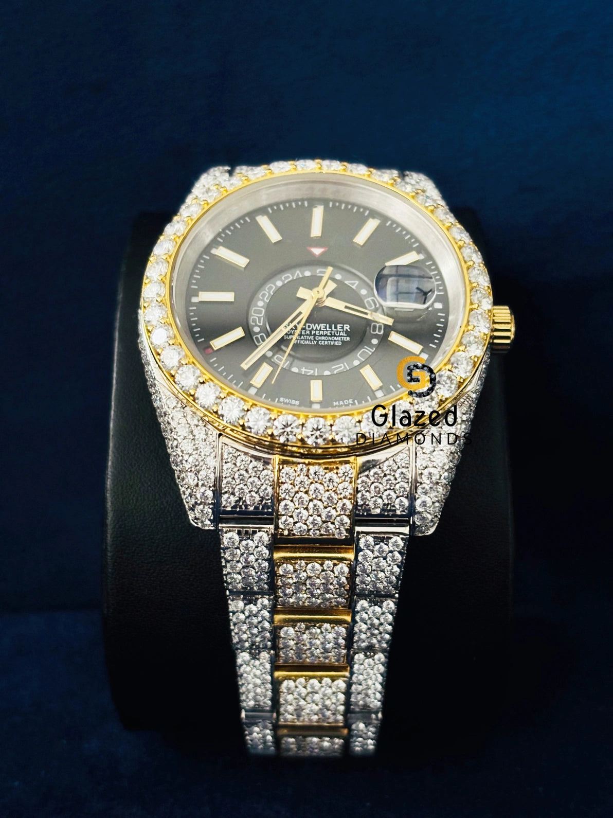 Stick Dial Sky Dweller Two Tone Moissanite Watch