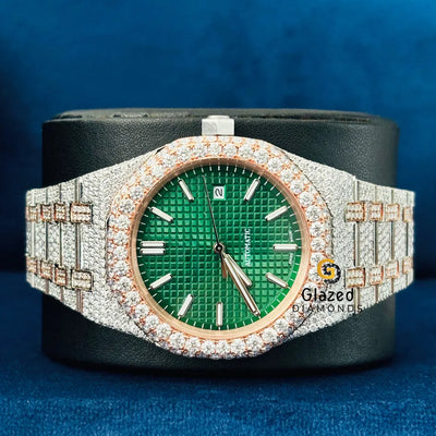 Stick Dial Two Tone Round Moissanite D Colorless Watch