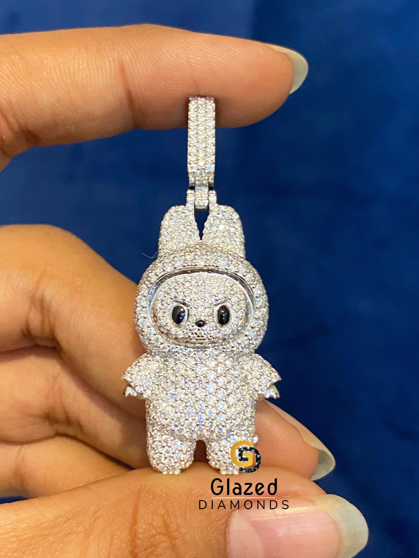 Studded Fully Iced Out Moissanite Labubu Pendant