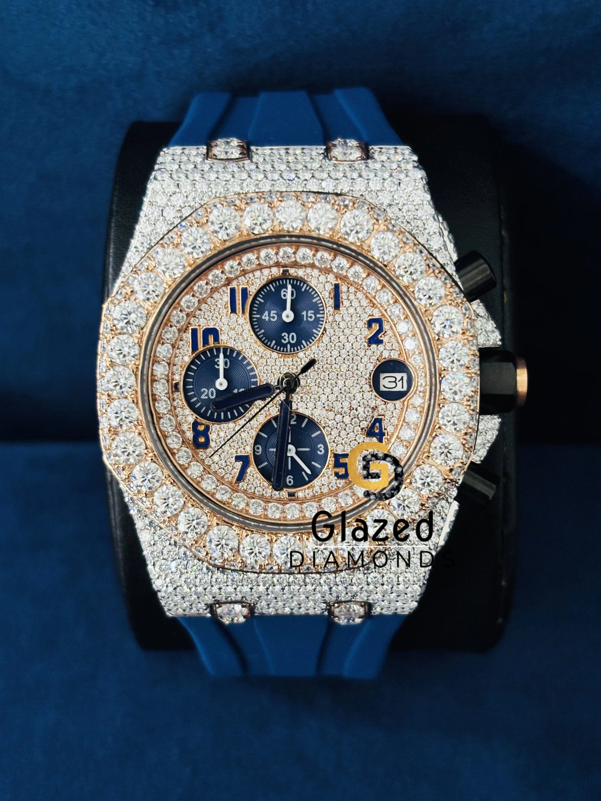 Studded Iced Out Moissanite Hip Hop Watch
