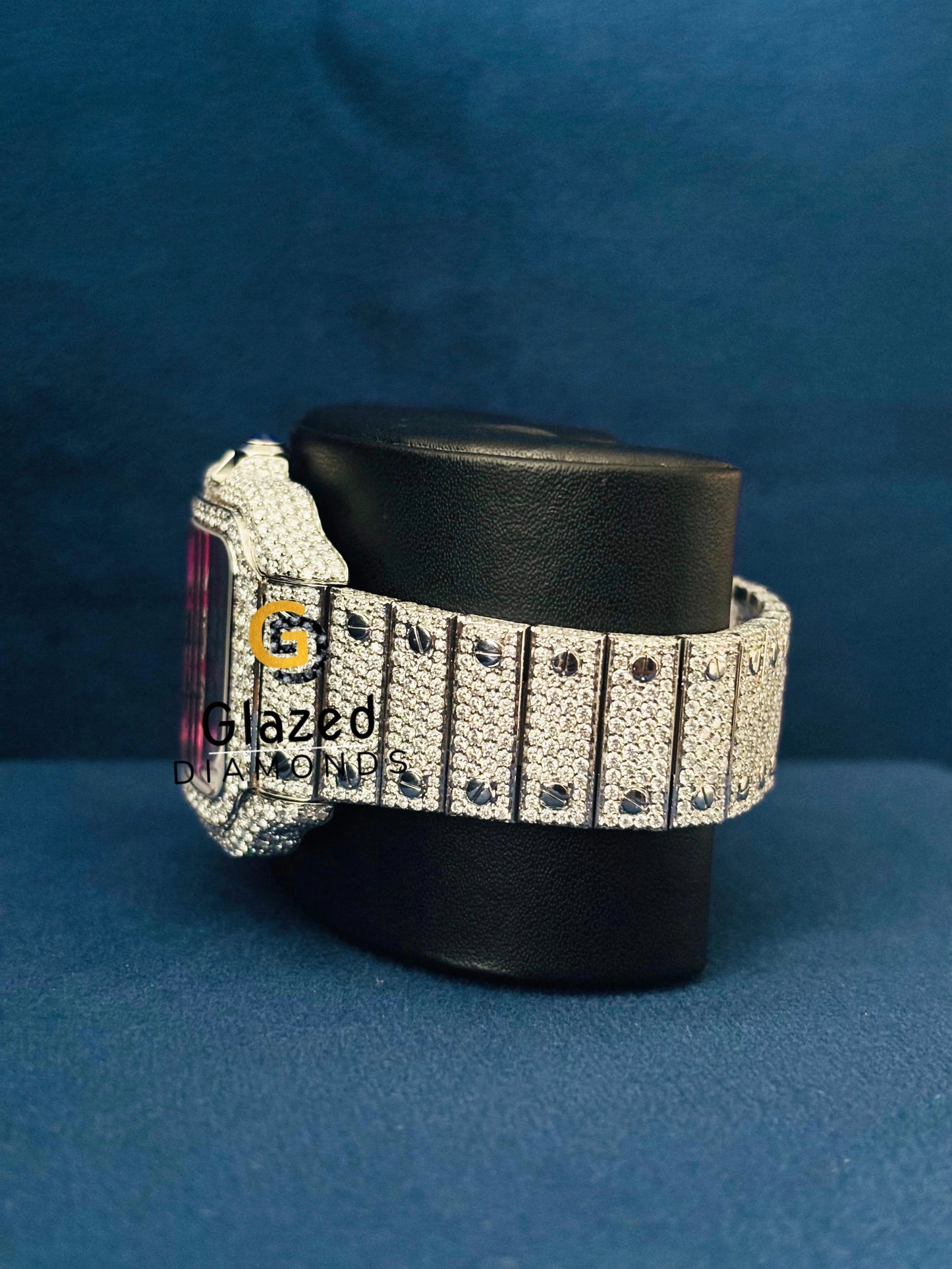 Studded VVS Diamond Moissanite Pink Dial Watch