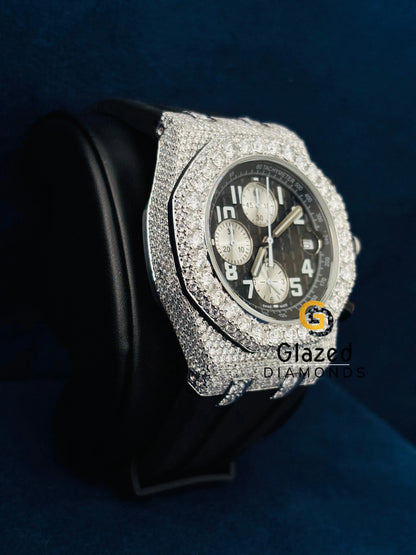 Tapisserie Pattern Moissanite Chronograph Watch for Him