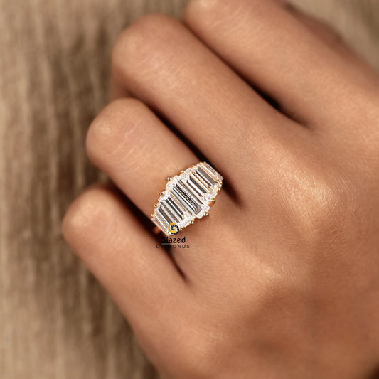 Tapper Baguette Lab Diamond Wedding Ring For Men