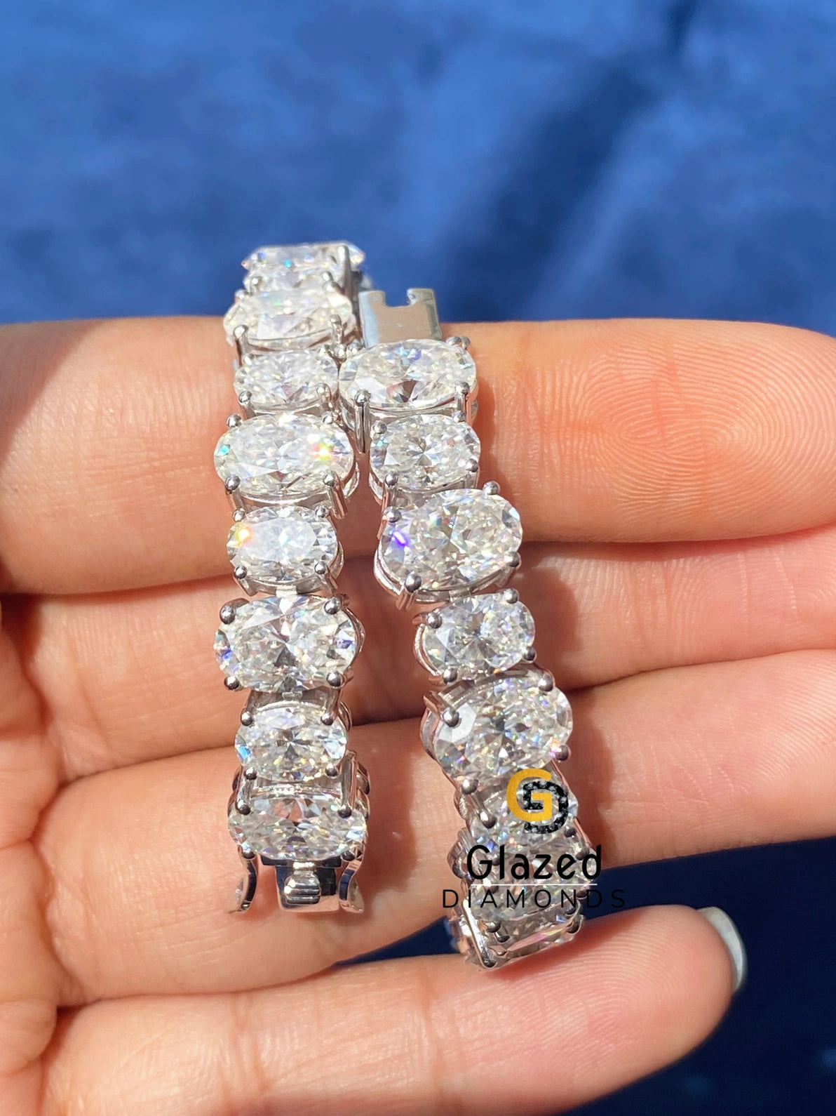 Tennis Link Hip Hop Oval Moissanite D Colorless Bracelet