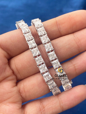 Tennis Link VVs Princess Moissanite Hip Hop Bracelet