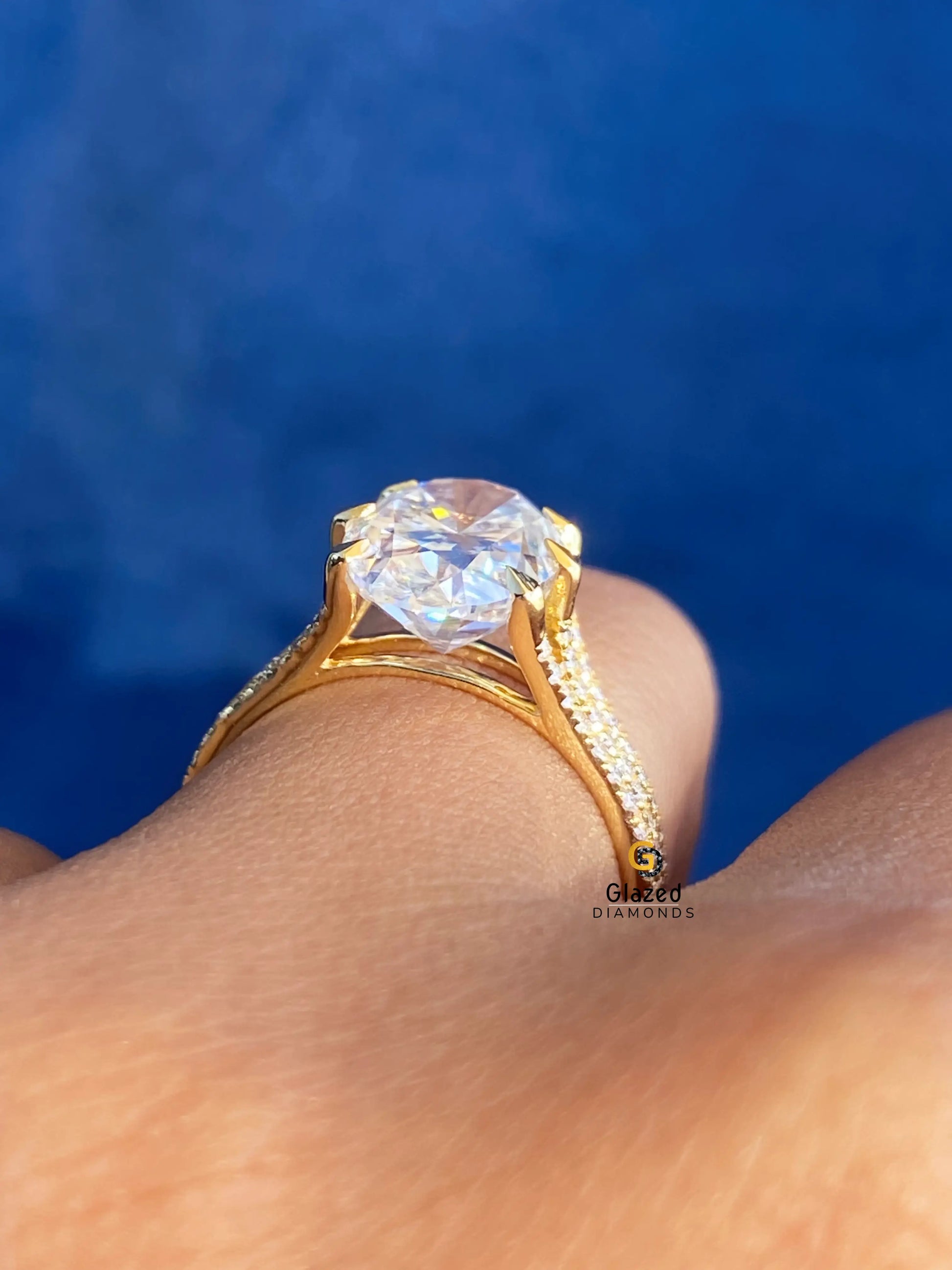 Three Row Shank Engagement Ring