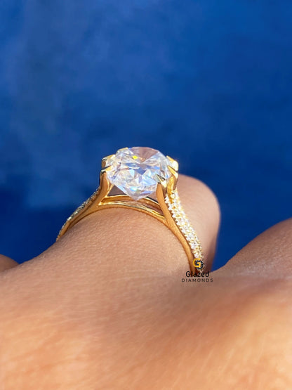 Three Row Shank Engagement Ring