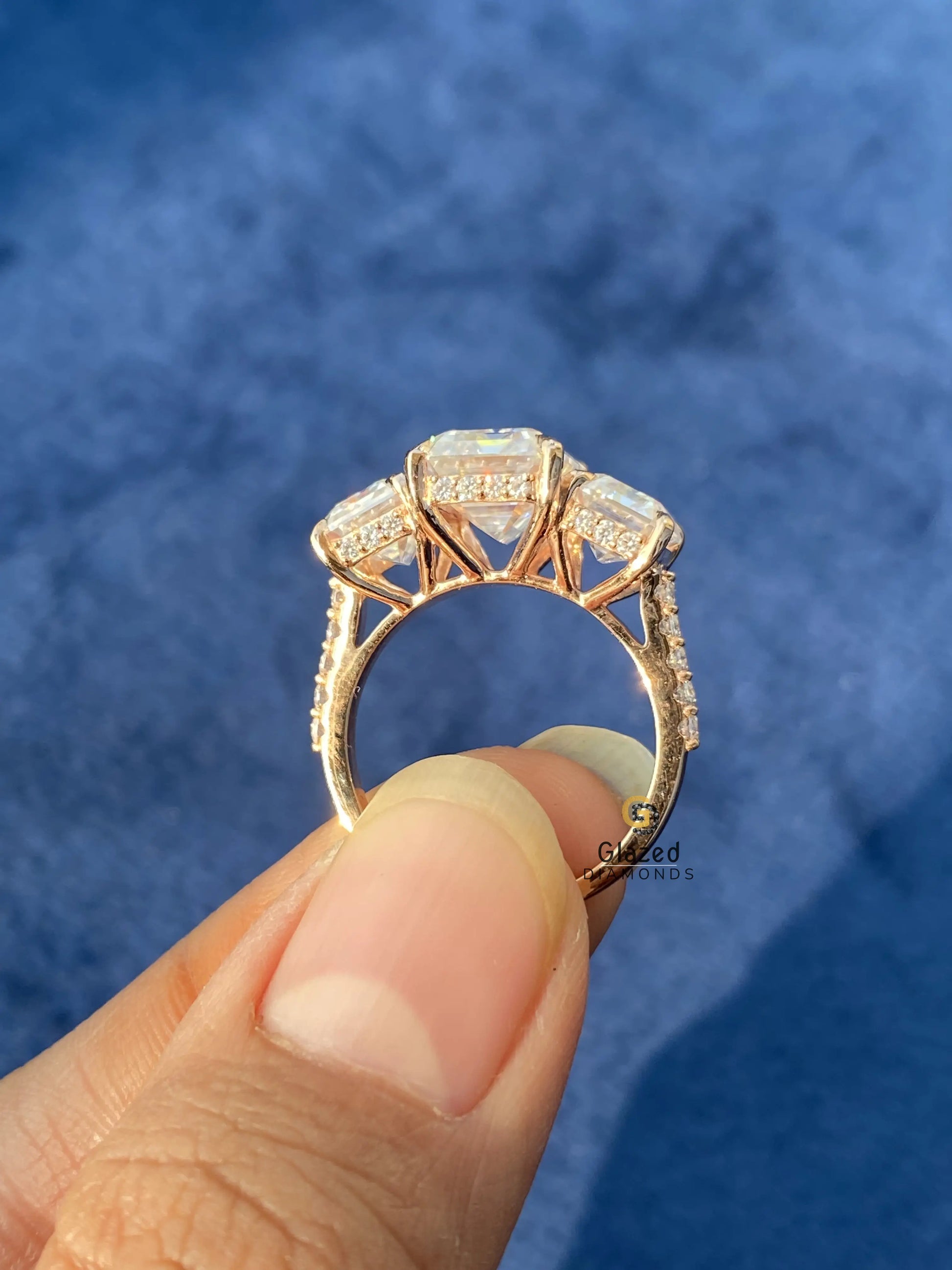 Three Stone Moissanite Ring For her