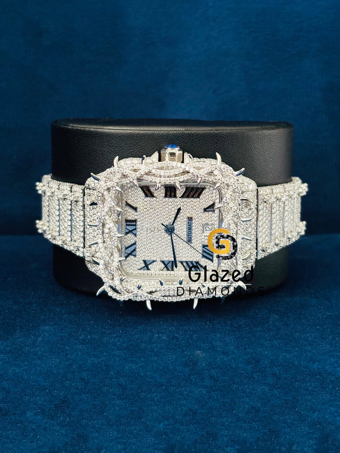 Thrown Crown Moissanite Diamond Studded Cartier Watch
