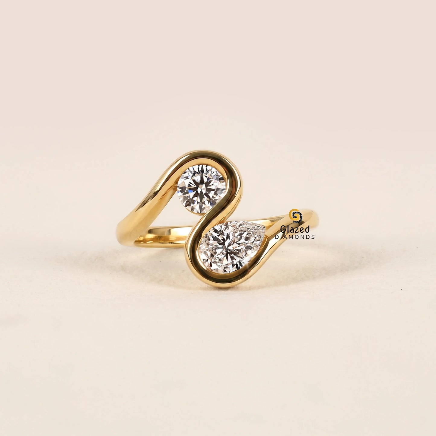 Toi Et Moi Pear And Round Lab Diamond Engagement Ring