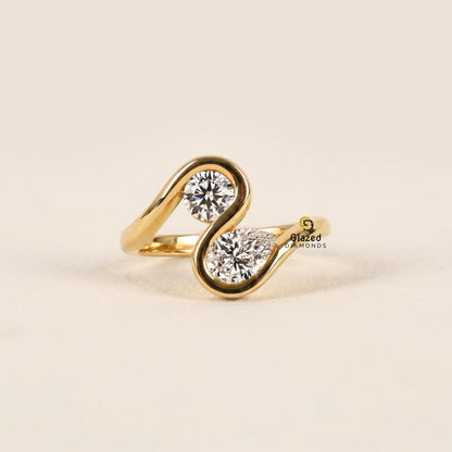 Toi Et Moi Pear And Round Lab Diamond Engagement Ring