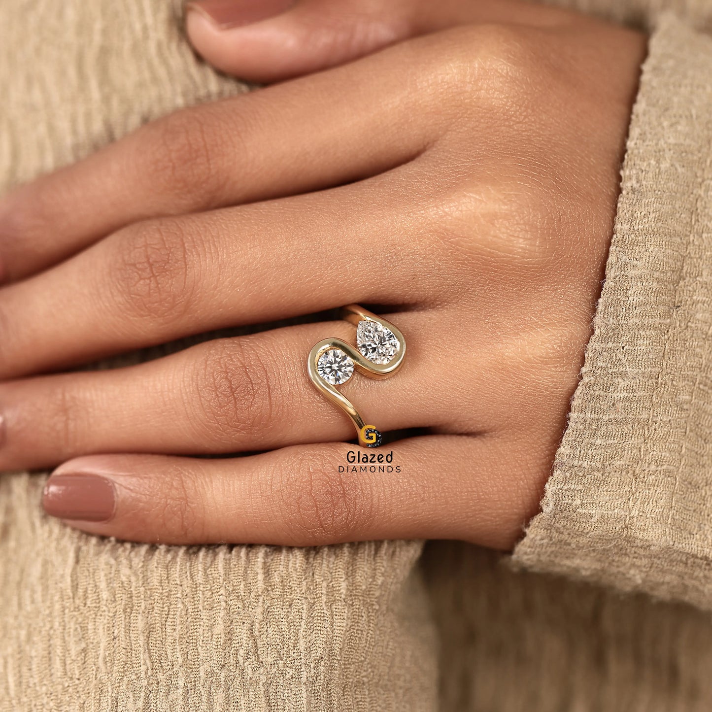 Toi Et Moi Round Lab Diamond Engagement Ring