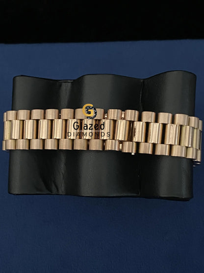Trendy Black Bezel Stick Dial Presidential Strap Moissanite Iced Out Watch