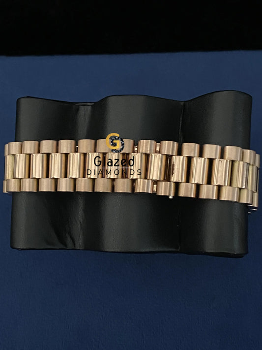 Trendy Black Bezel Stick Dial Presidential Strap Moissanite Iced Out Watch