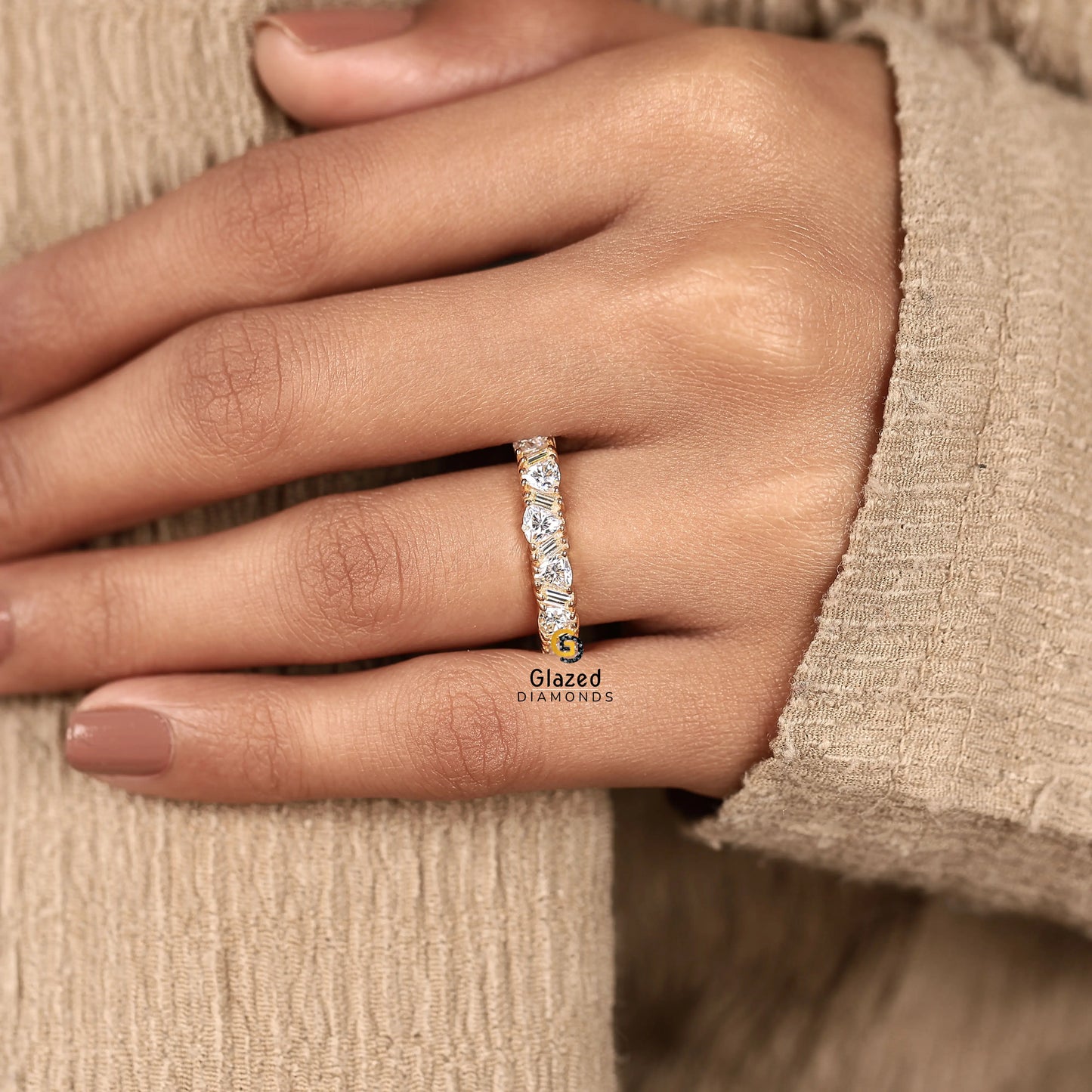 Trillion And Baguette Lab Diamond Wedding Band