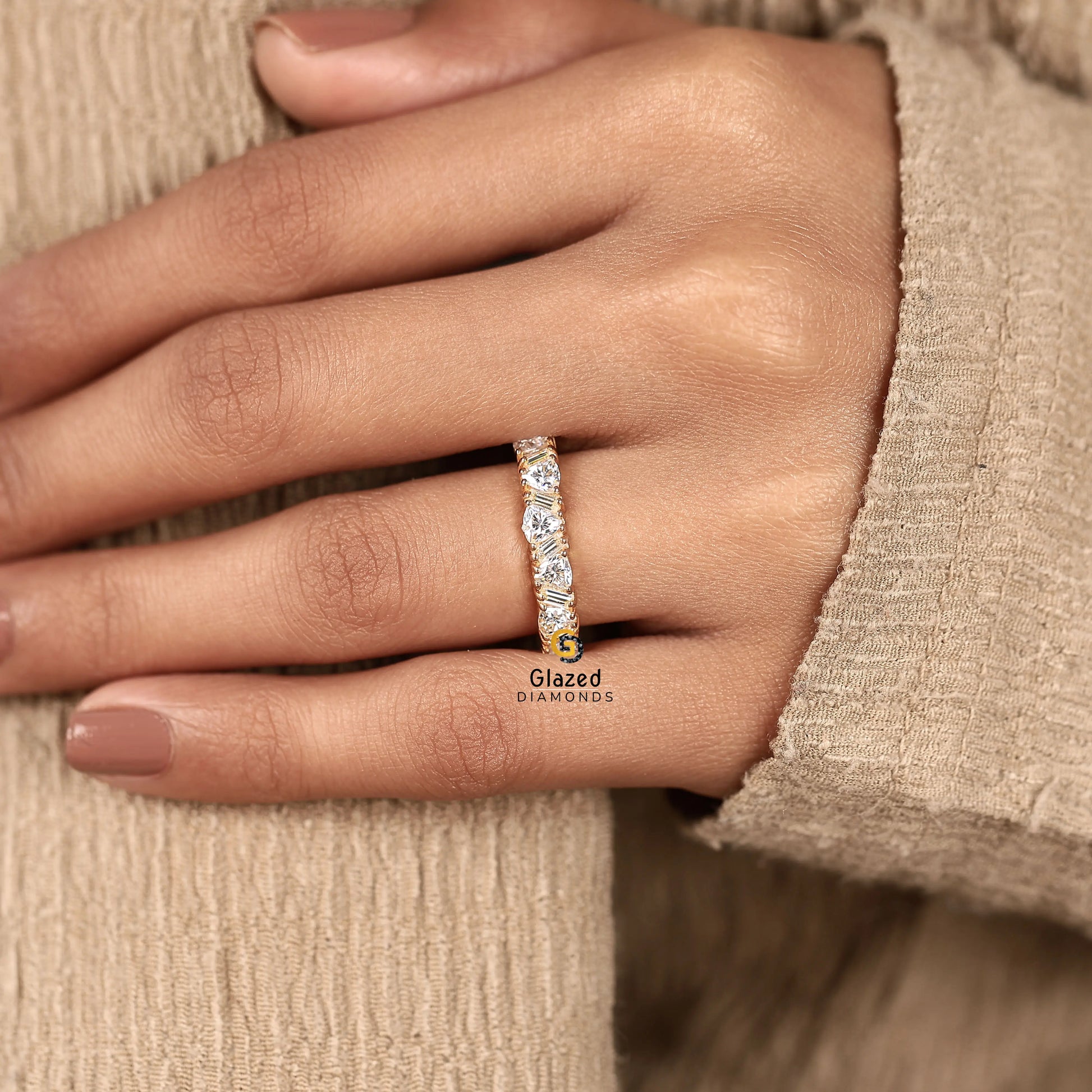 Trillion And Baguette Lab Diamond Wedding Band