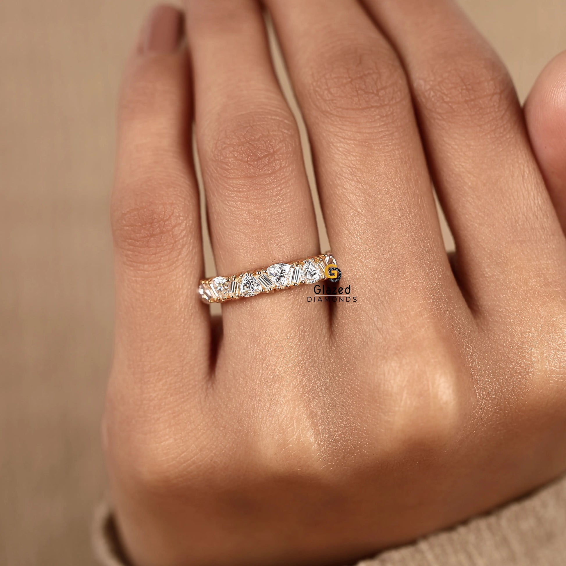 Trillion And Baguette Lab Diamond Wedding Band For Women