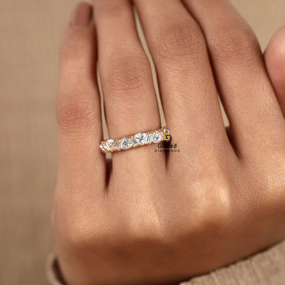 Trillion And Baguette Lab Diamond Wedding Band For Women