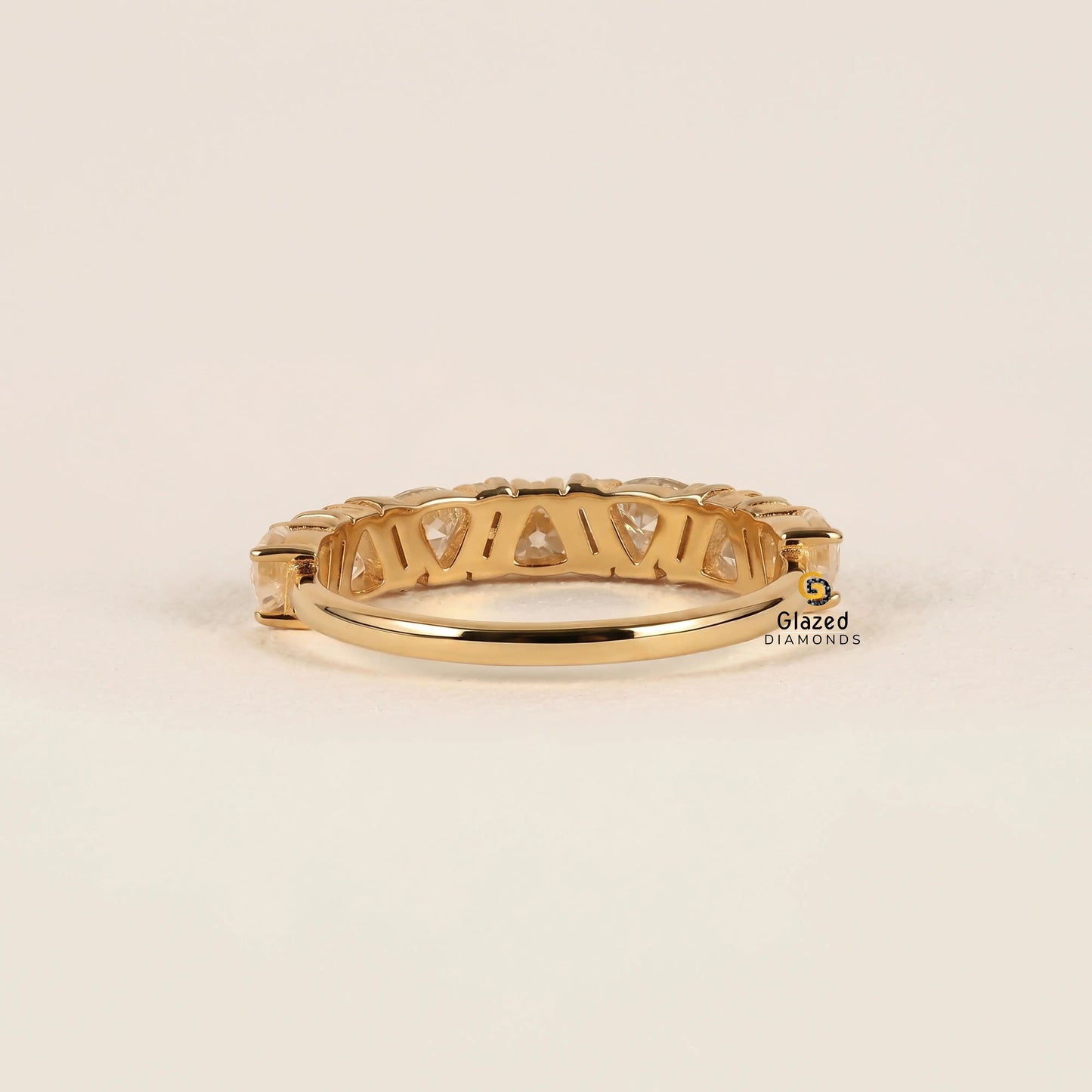 Trillion Cut Lab Diamond Wedding Band