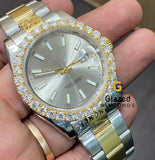 41MM Moissanite Diamond Bezel Set Two Tone Watch For Him