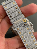 Luxury Skeleton Two Tone Iced Out Moissanite Diamond Studded Watch