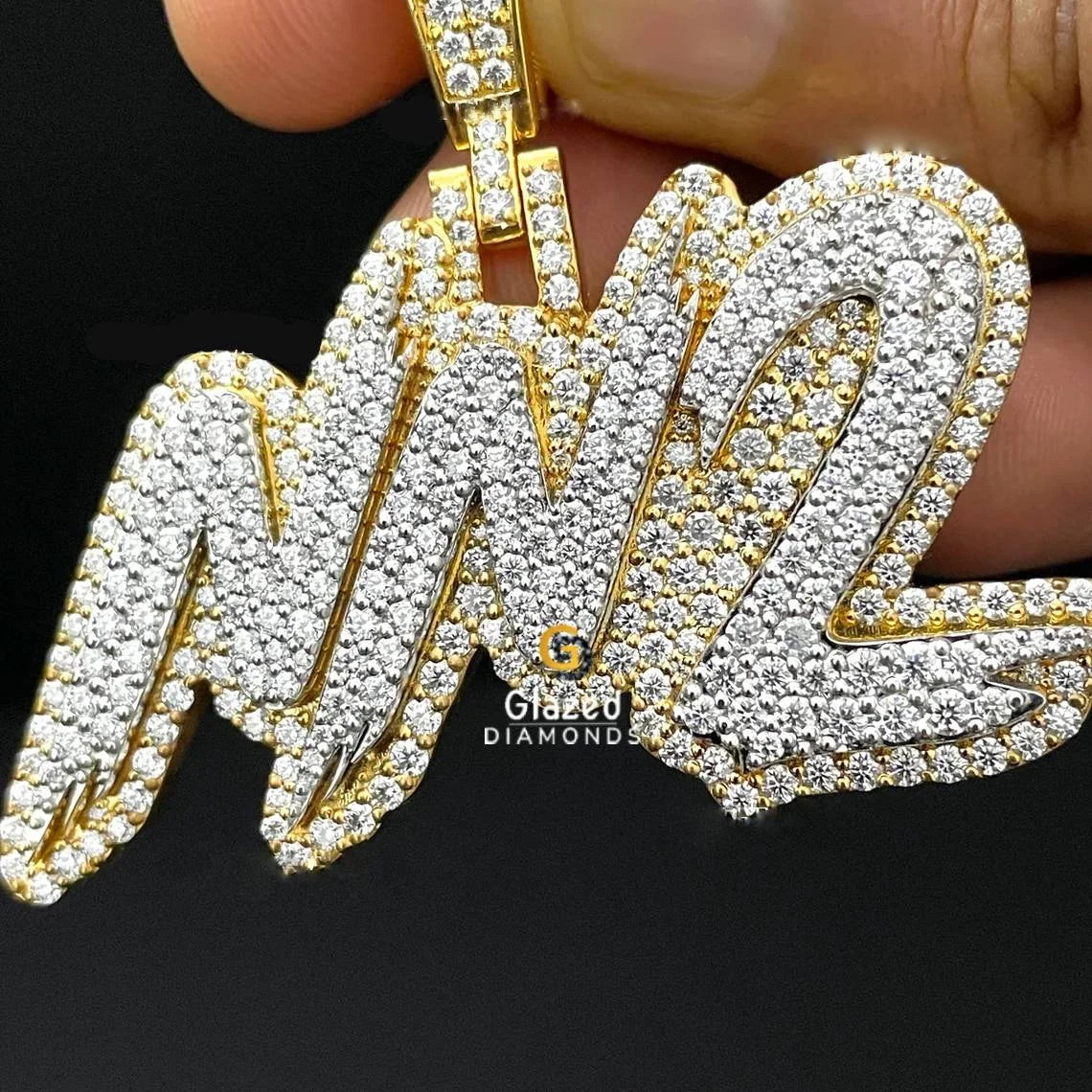 Iced Out Two Tone Letter Hip Hop Moissanite Pendant