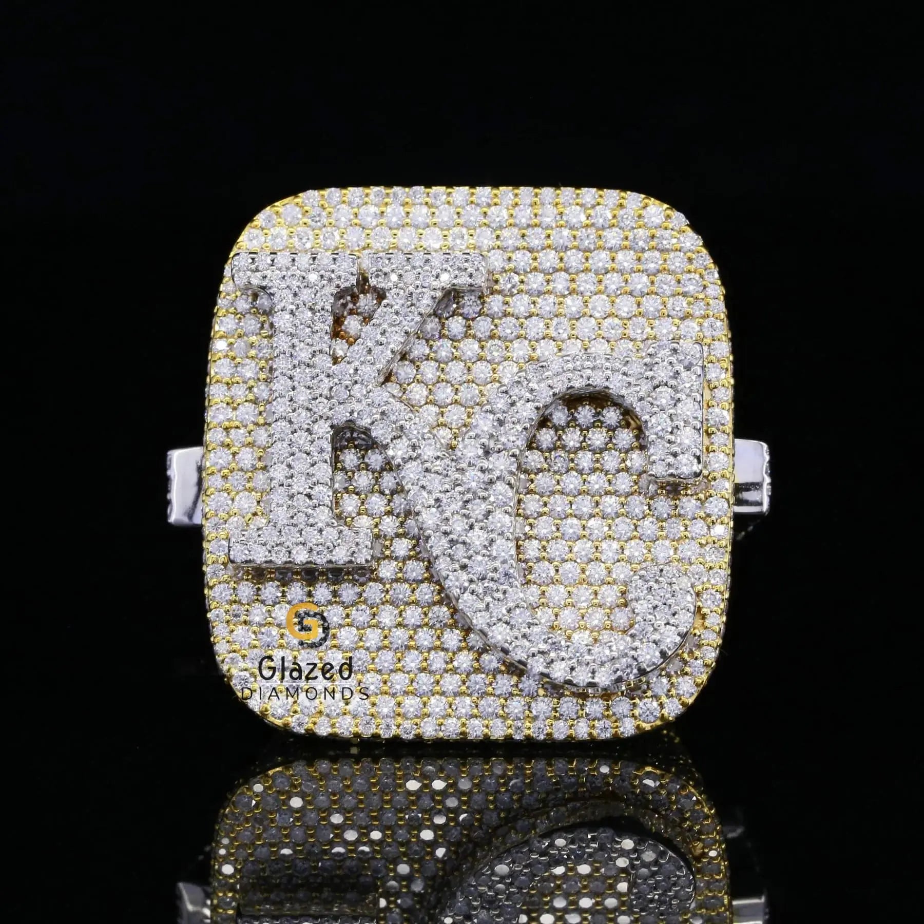 Custom Letter KC Full Iced Out Moissanite Diamond Hip Hop Pinky Ring