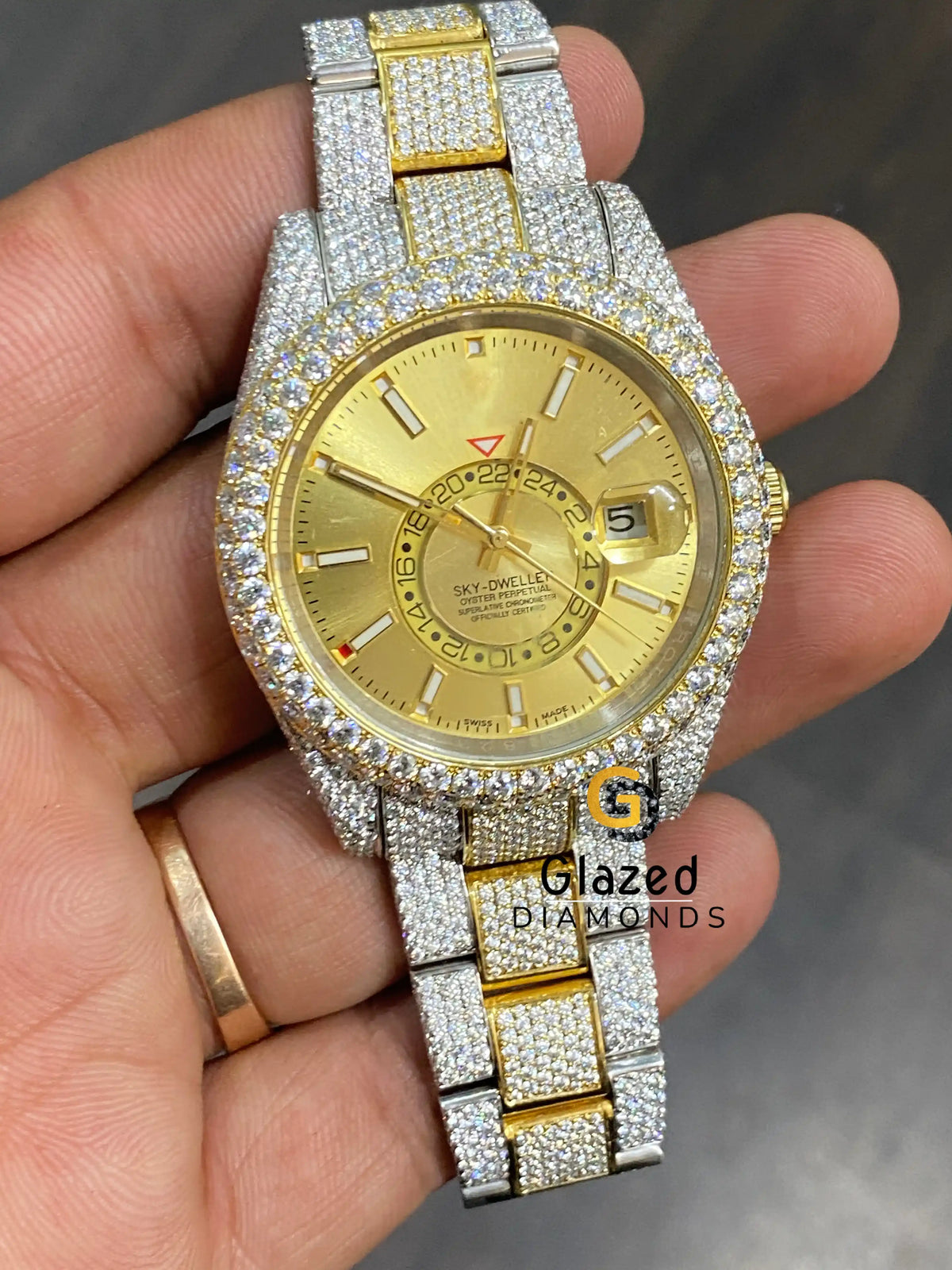 Two Tone Presidential Moissanite Diamond Studded Watch