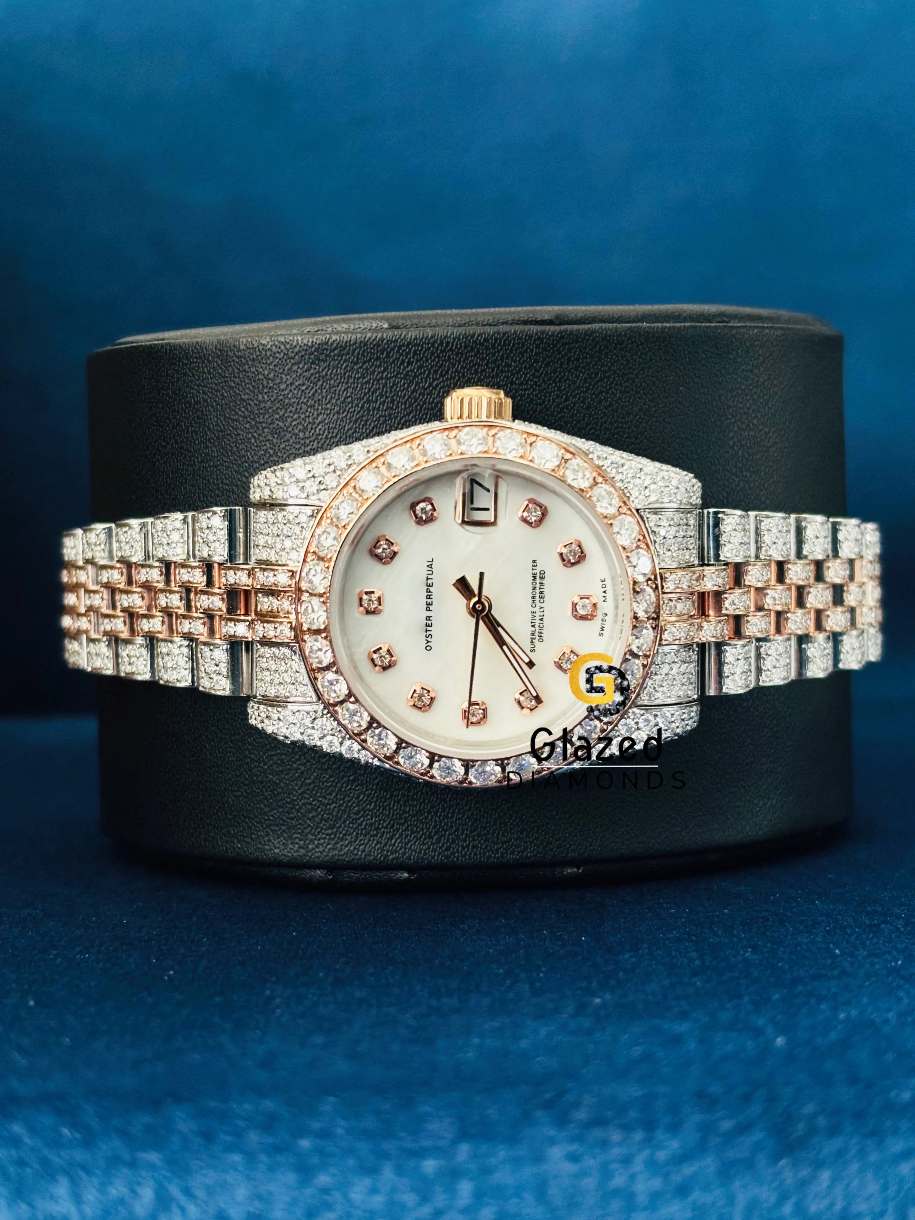 TwoTone Fully Iced Out Jubilee Strap Moissanite Watch