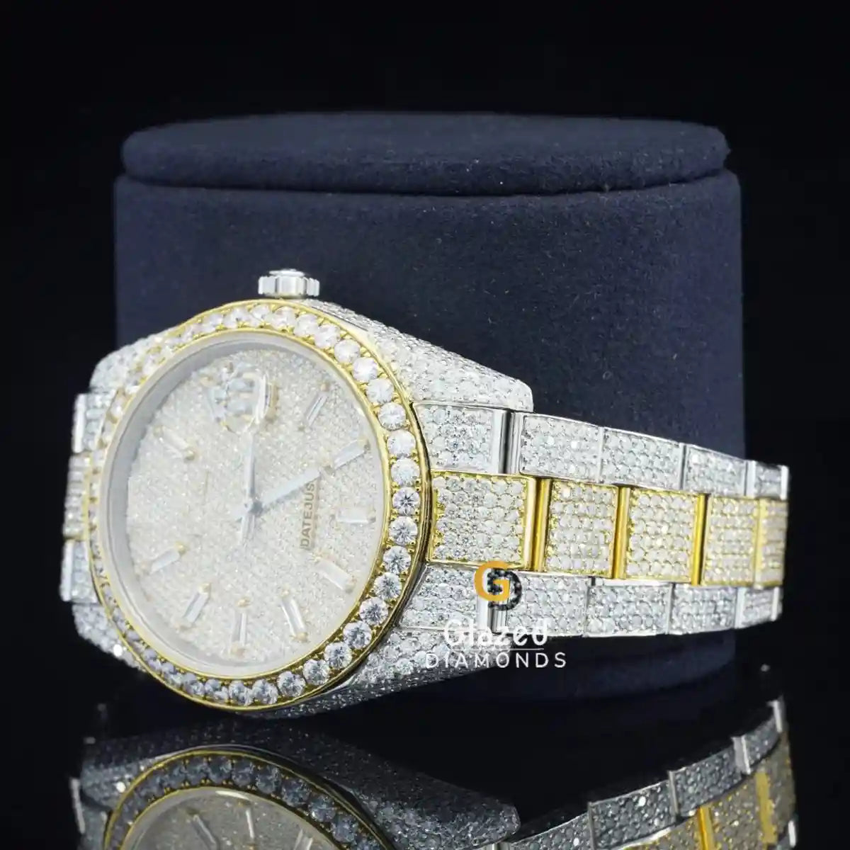 Two TOne ICed Out Moissanite Watch Him