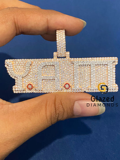 Two Tone 925 Silver Custom Letter VVS Moissanite Diamond Pendant