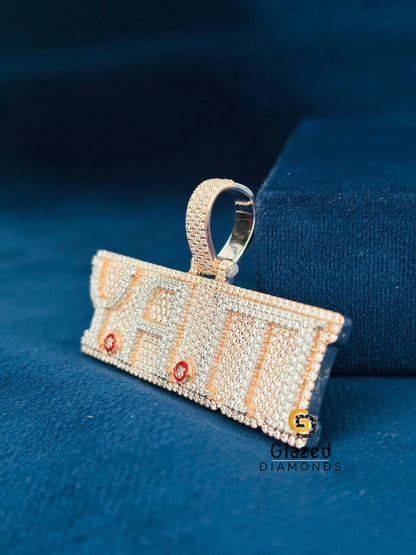 Two Tone 925 Silver Custom Moissanite Pendant