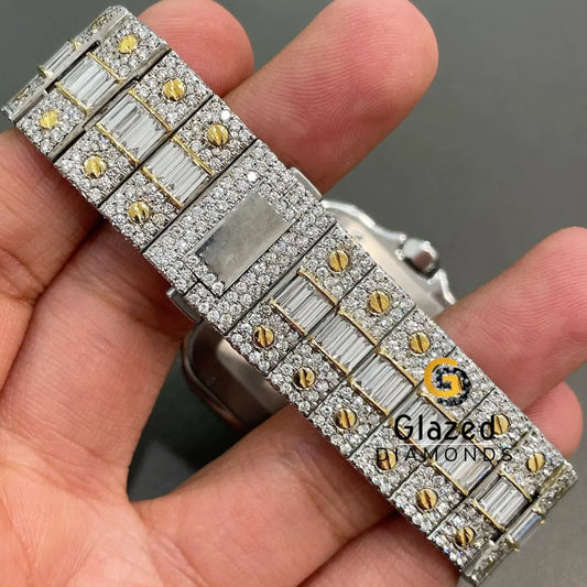 Two Tone Arabic Baguette Dial Moissanite  