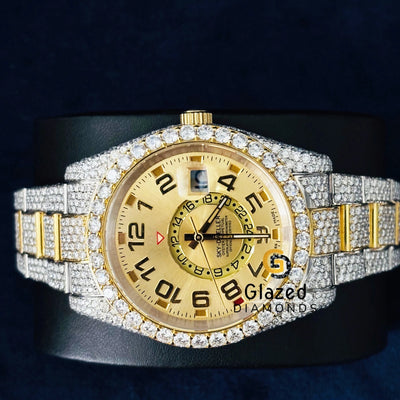 Two Tone Arabic Dial Sky Dweller VVS Moissanite Watch