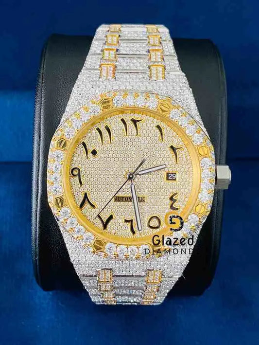 Two Tone Arabic Number Moissanite Watch