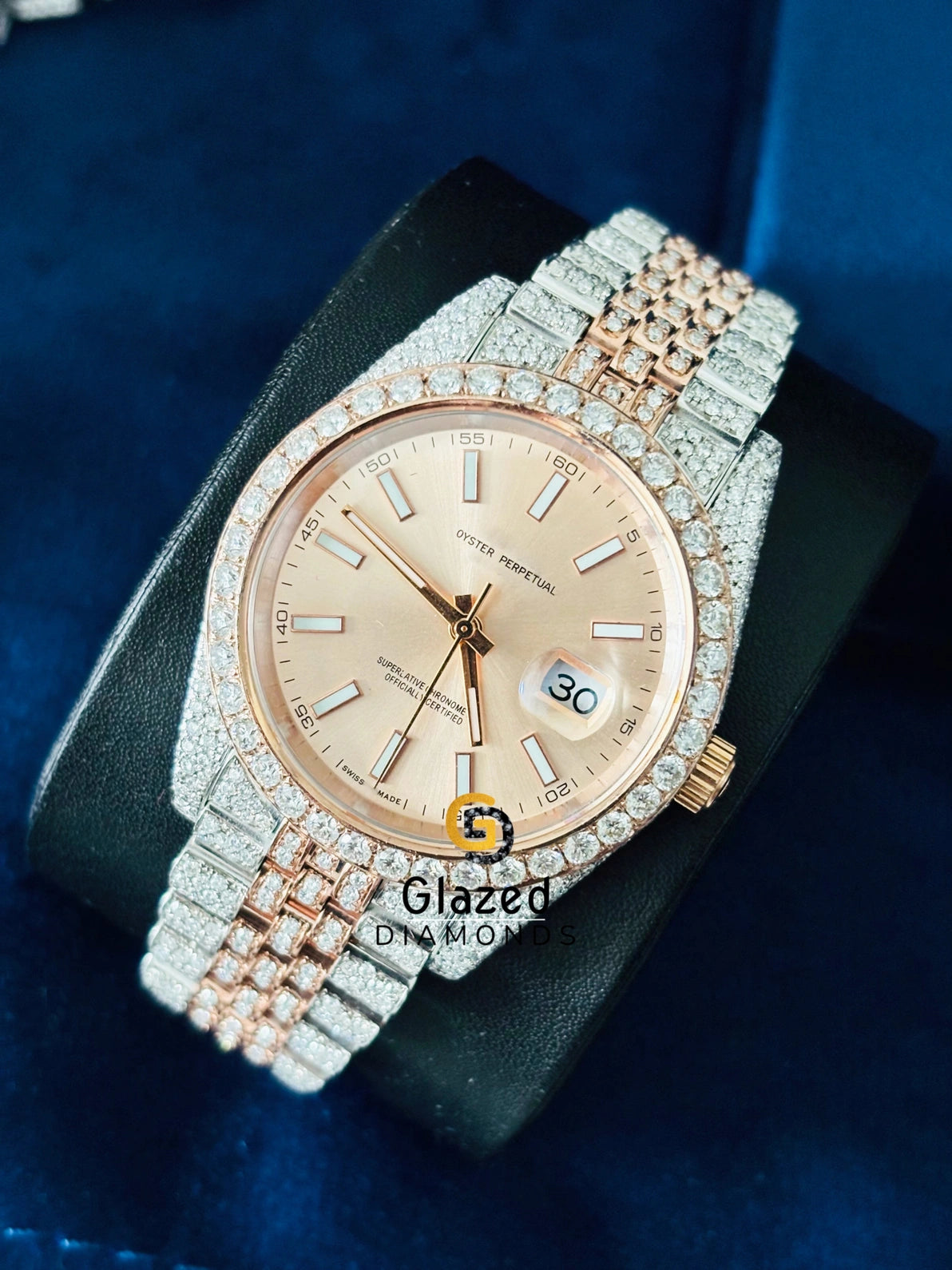 Two Tone Beige Stick Dial VVS Moissanite Hip Hop Watch