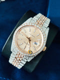 Two Tone Beige Stick Dial VVS Moissanite Hip Hop Watch