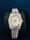 Two Tone Bust Down Moissanite Diamond Studded Watch