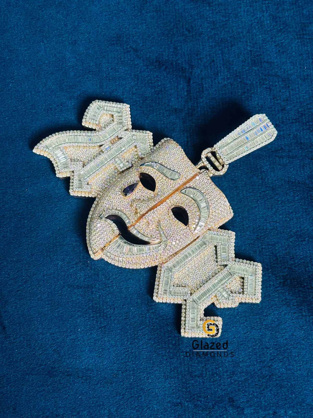 Two Tone Crying Face Moissanite Hip Hop Pendant
