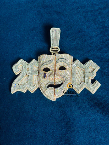 Two Tone Crying Face Moissanite Hip Hop Pendant For Men
